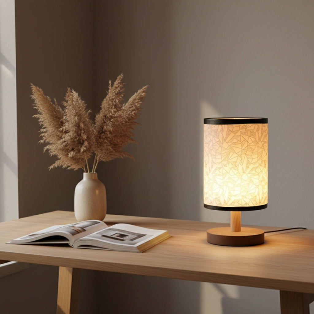 Nachttischlampe aus Leinen