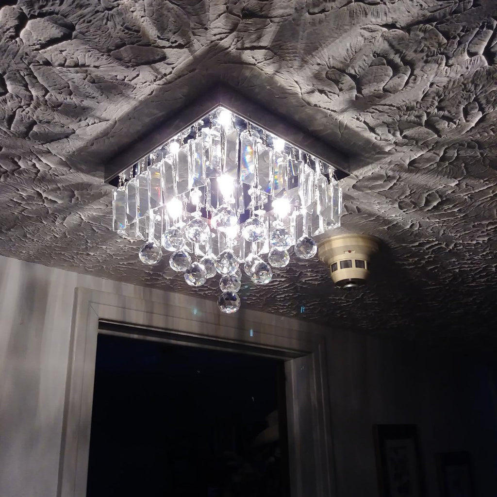 Kronleuchter Quadratisch Kristall Silber Flur