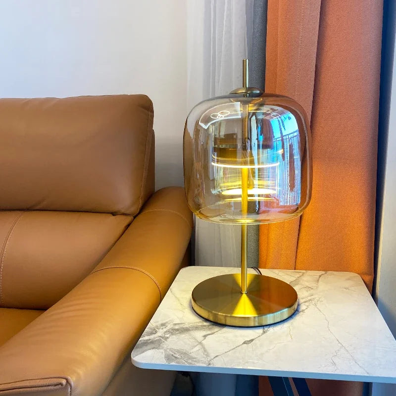 Nachttischlampe Buntglasfenster