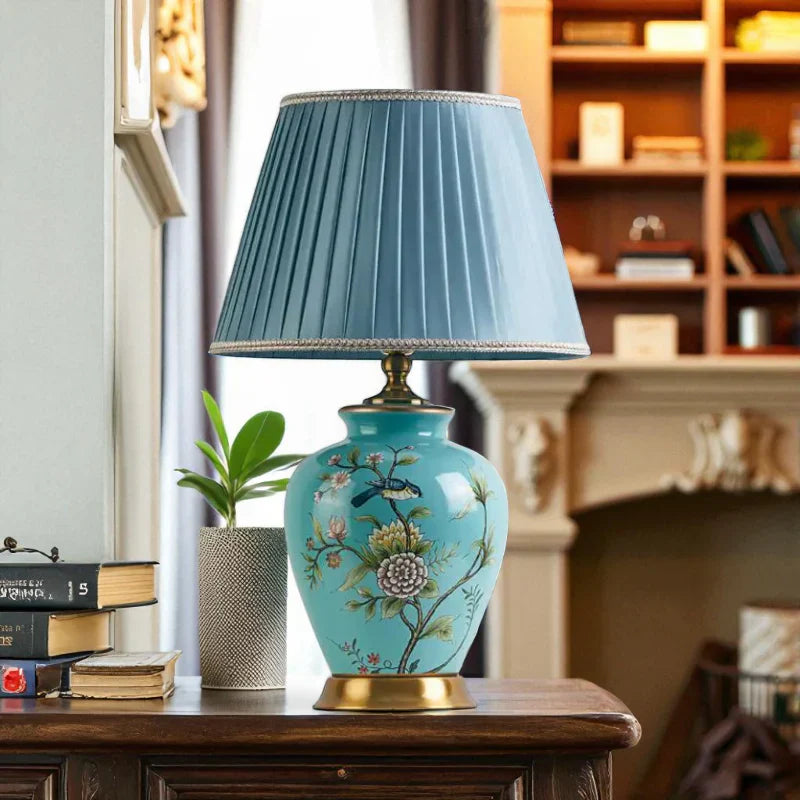 Nachttischlampe Keramik Blau