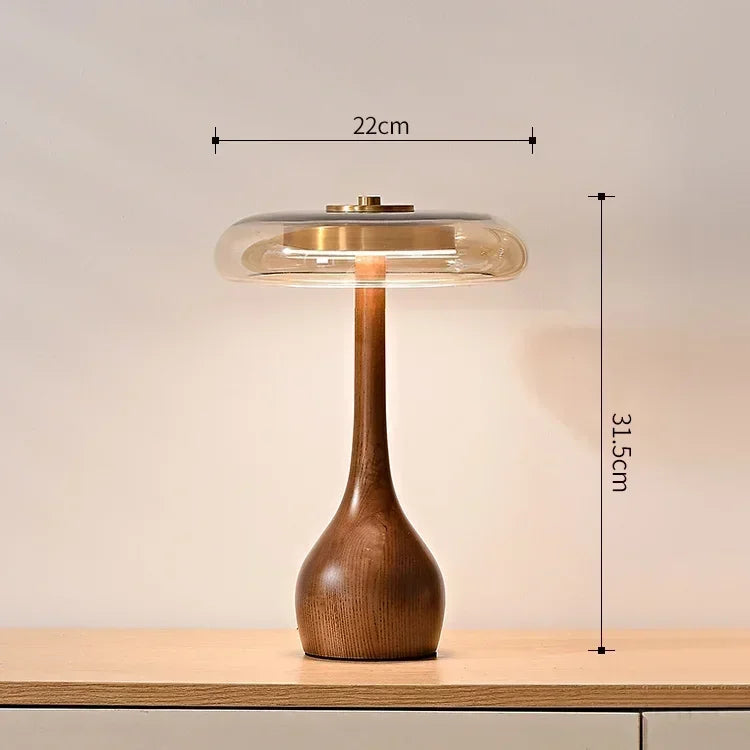 Nachttischlampe Naturholz