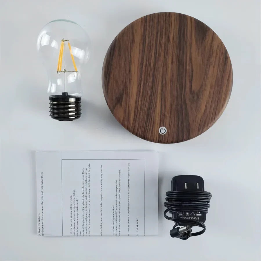 Nachttischlampe Holz Magnetschwebe-Glühbirne