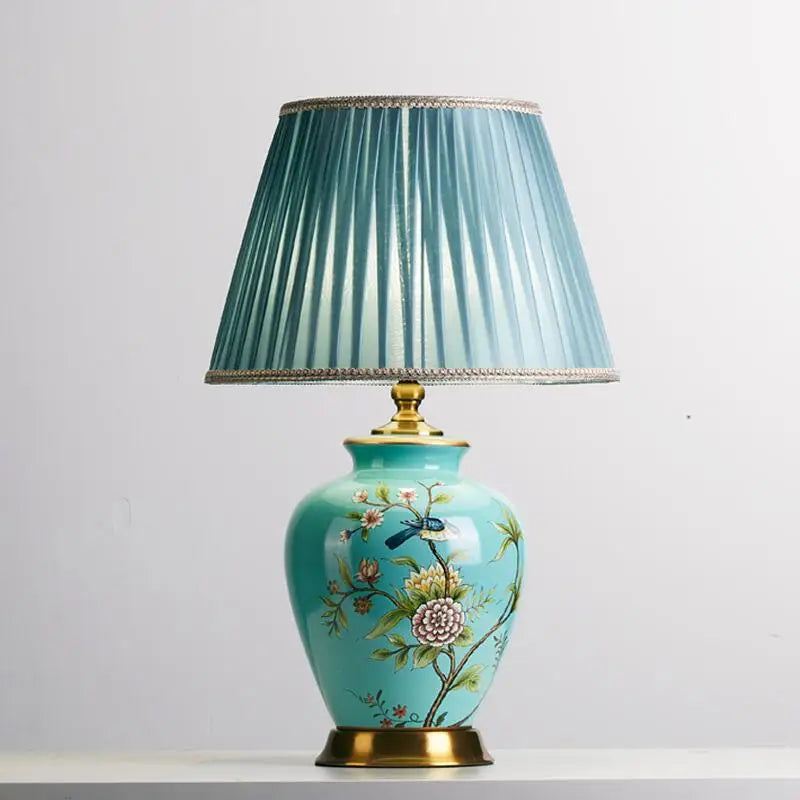 Nachttischlampe Keramik Blau