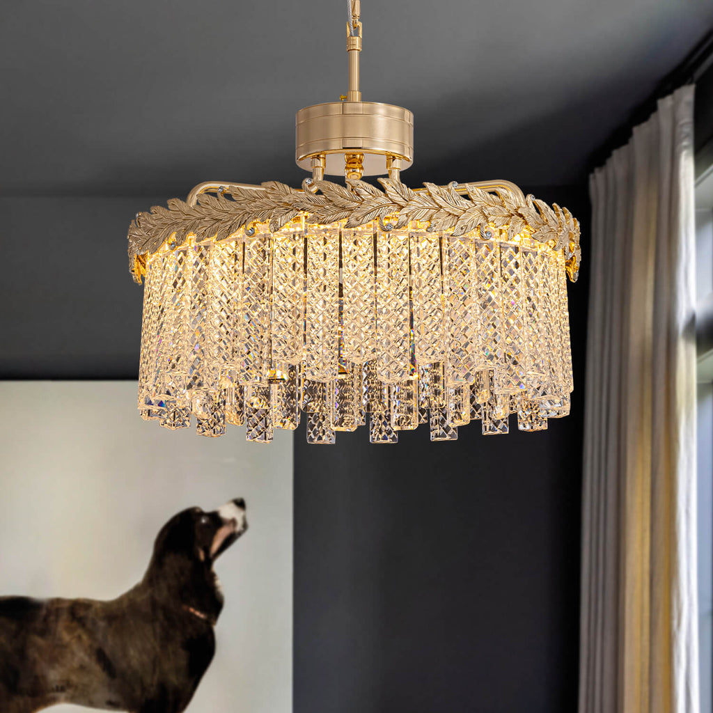 Kronleuchter Rund Kristall Gold Esszimmer