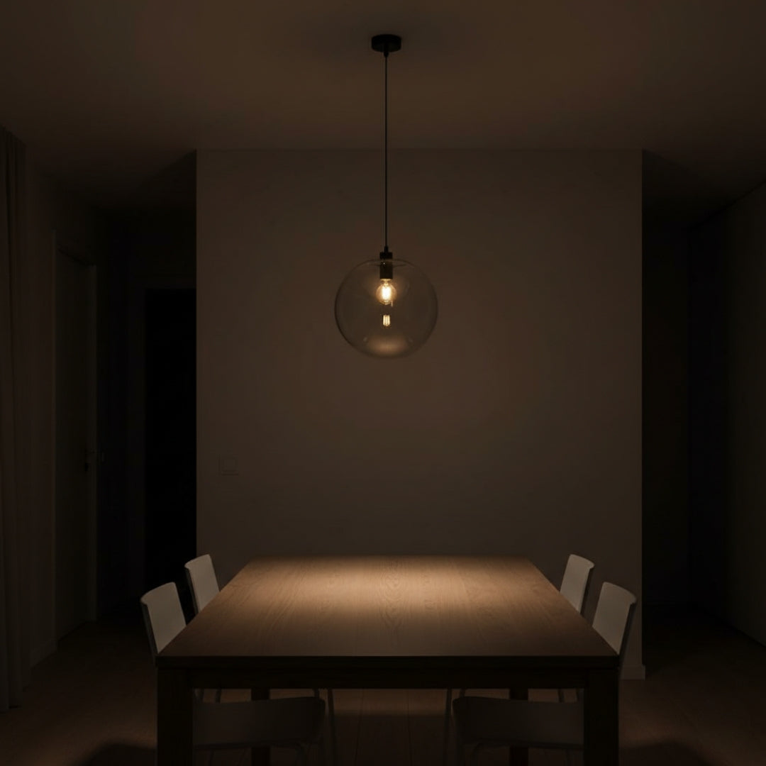 Pendelleuchte Kugel aus Glas LED Roségold oder Schwarz