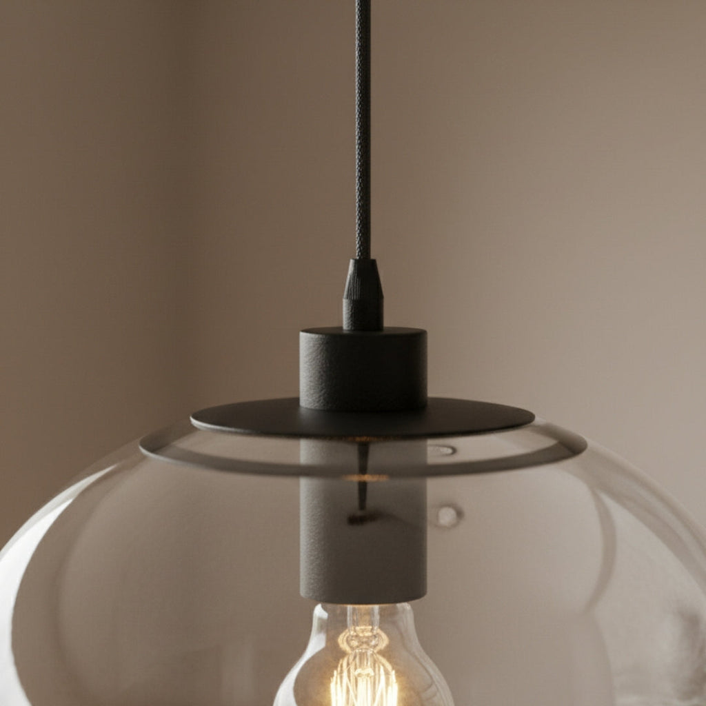 Pendelleuchte Kugel aus Glas LED Roségold oder Schwarz
