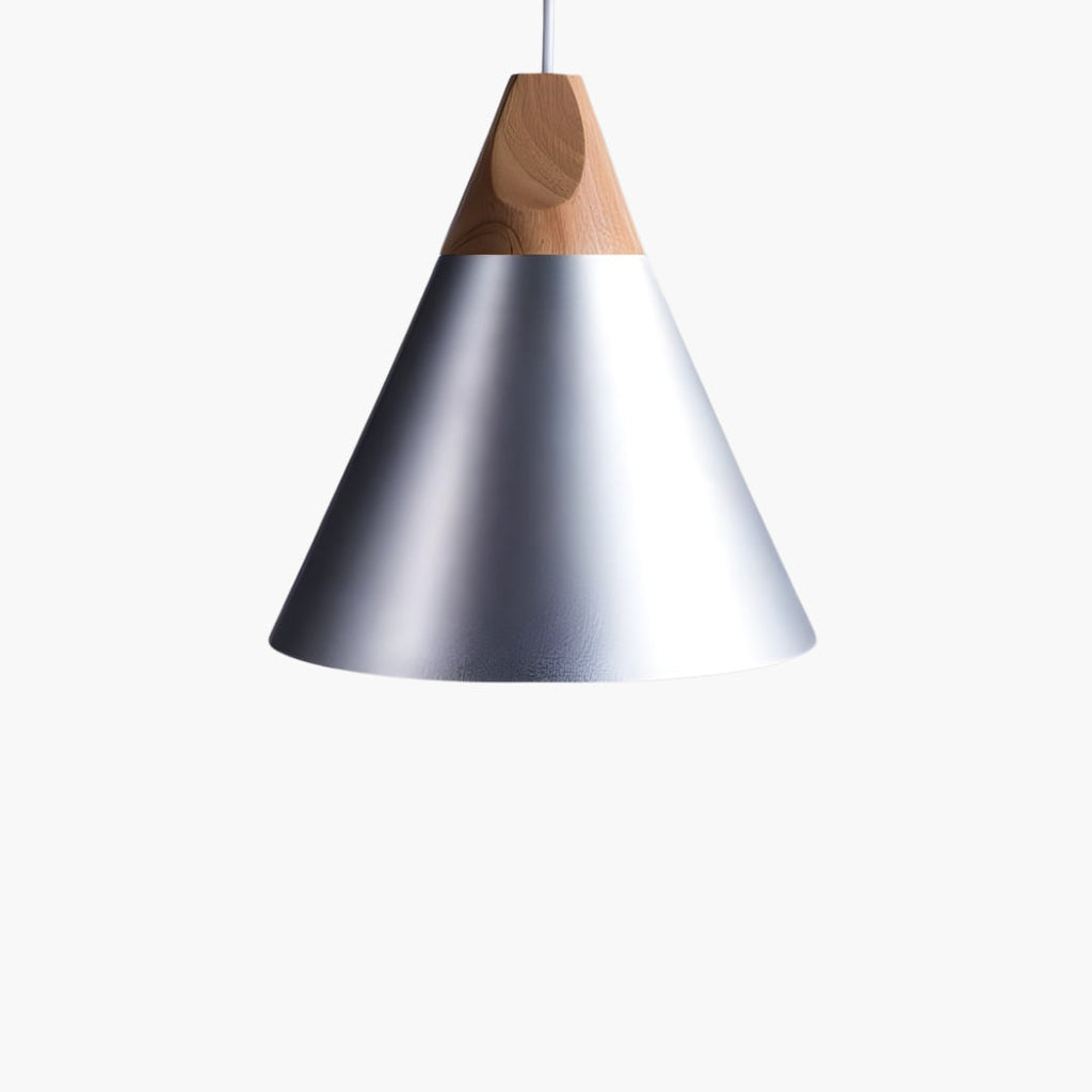 Pendelleuchte LED Holz und Aluminium in Form von Kegel
