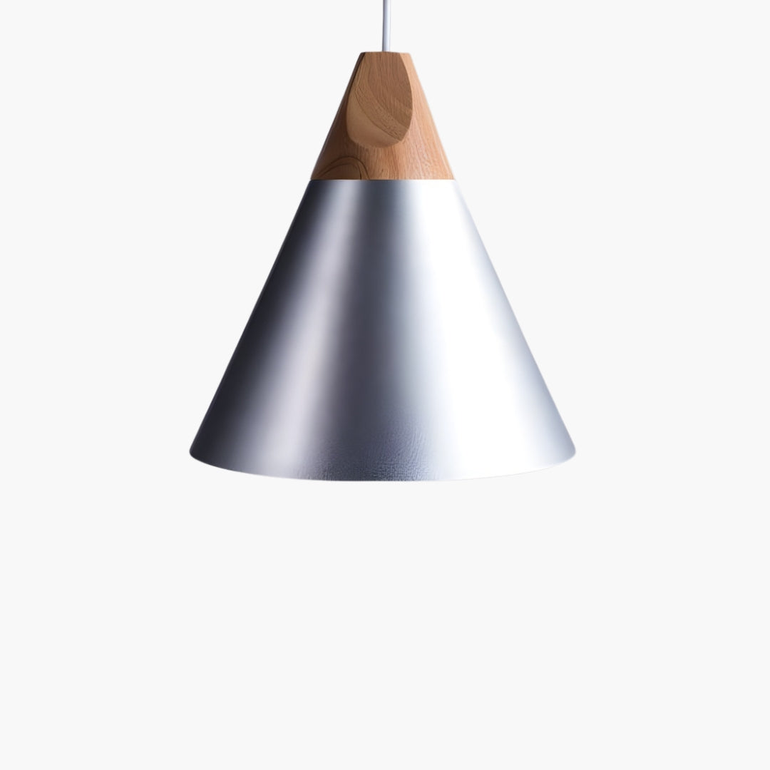Pendelleuchte LED Holz und Aluminium in Form von Kegel