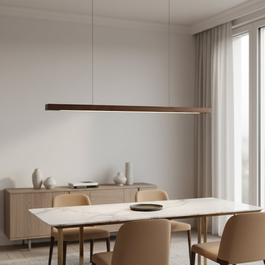 Pendelleuchte LED modern aus Holz länglich Hang