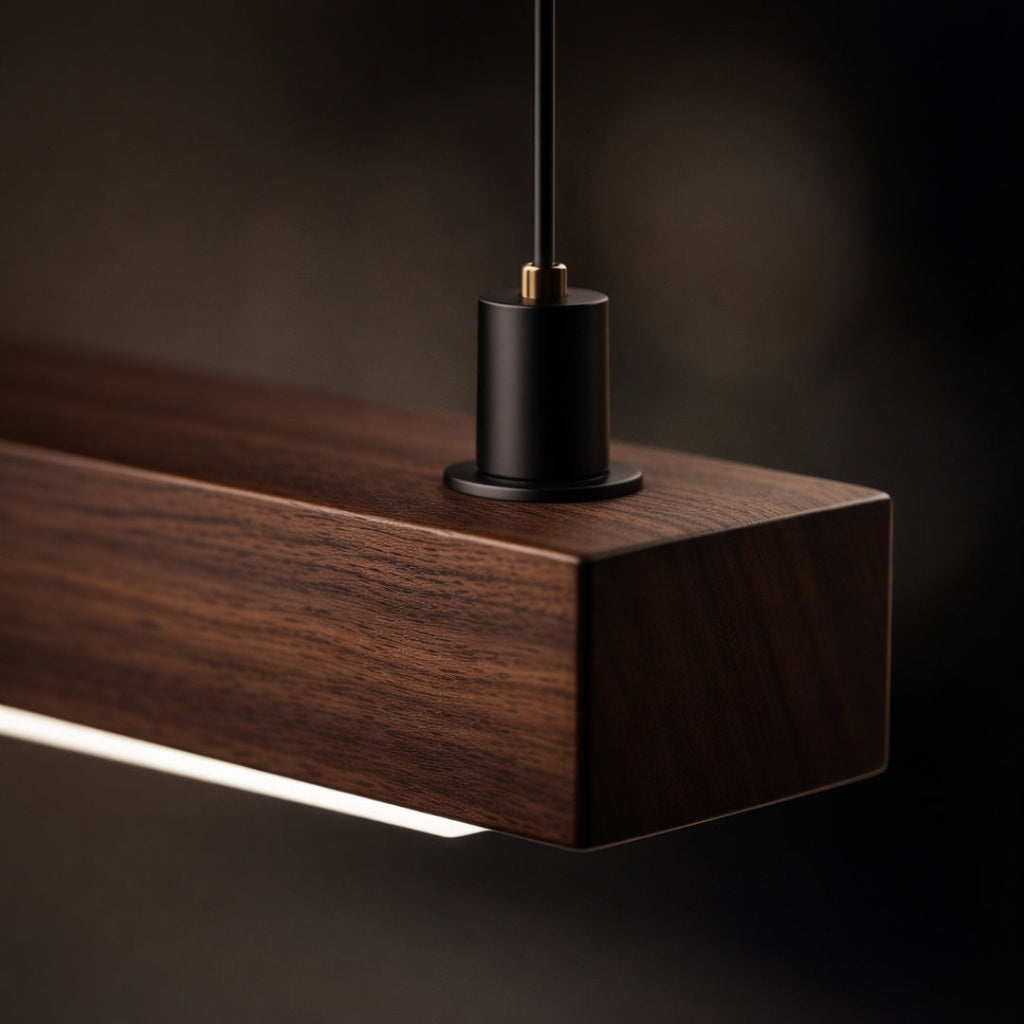 Pendelleuchte LED modern aus Holz länglich Hang