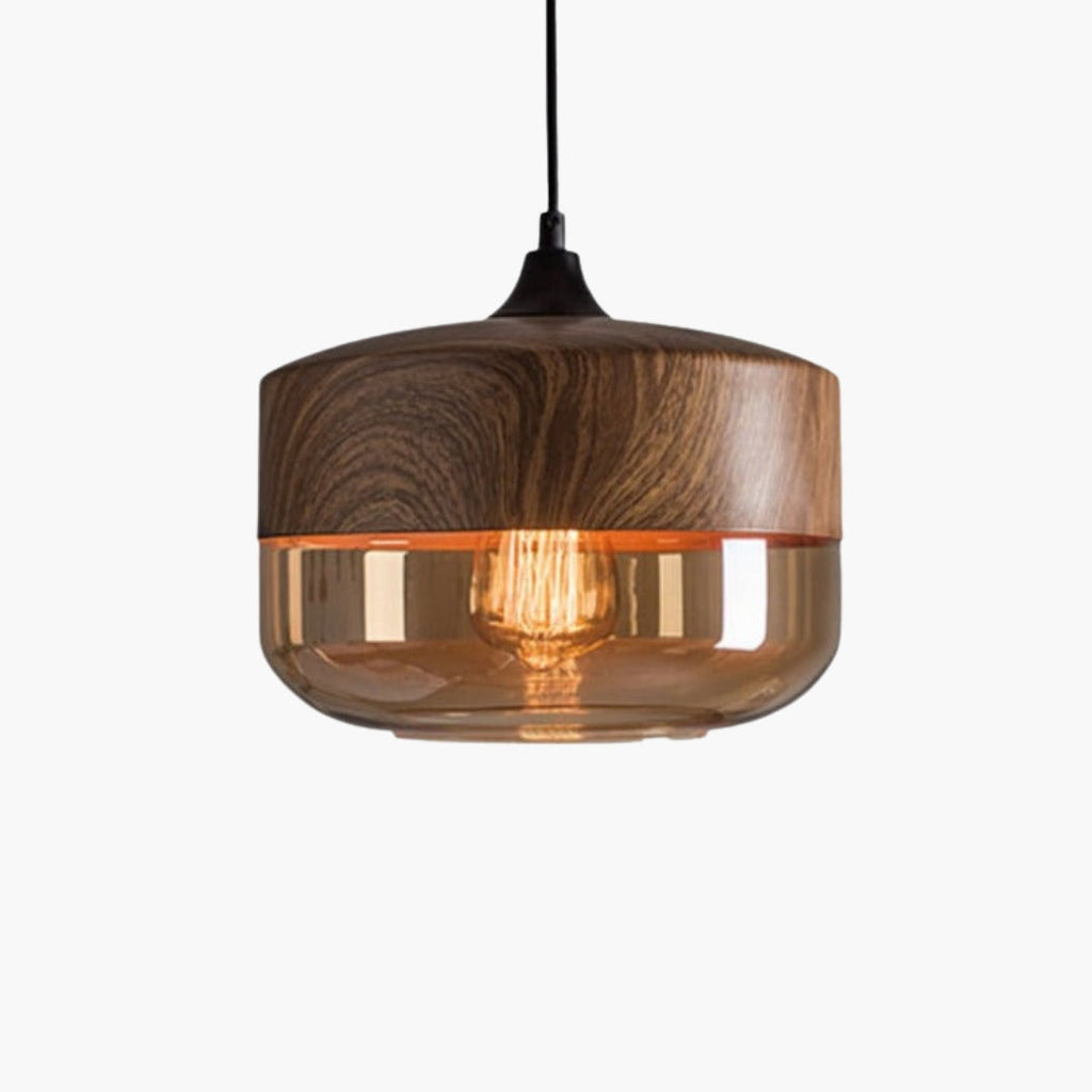 Pendelleuchte Holz und Glas Loft-Stil Retro Design modern