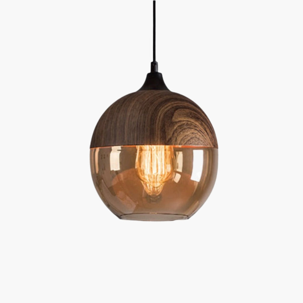 Pendelleuchte Holz und Glas Loft-Stil Retro Design modern