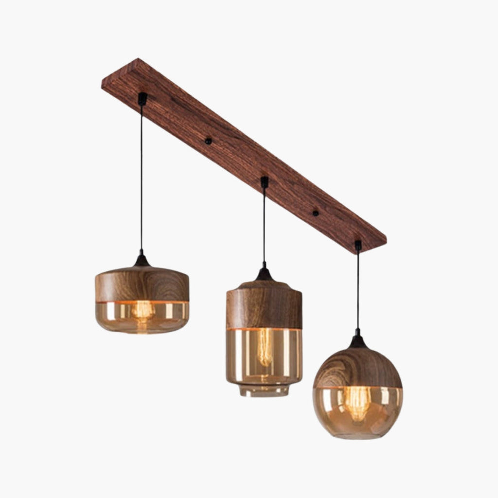 Pendelleuchte Holz und Glas Loft-Stil Retro Design modern