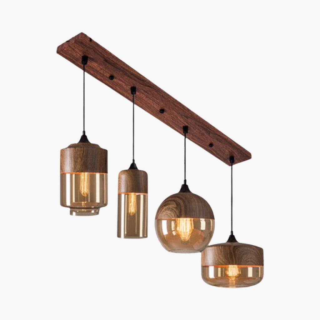 Pendelleuchte Holz und Glas Loft-Stil Retro Design modern