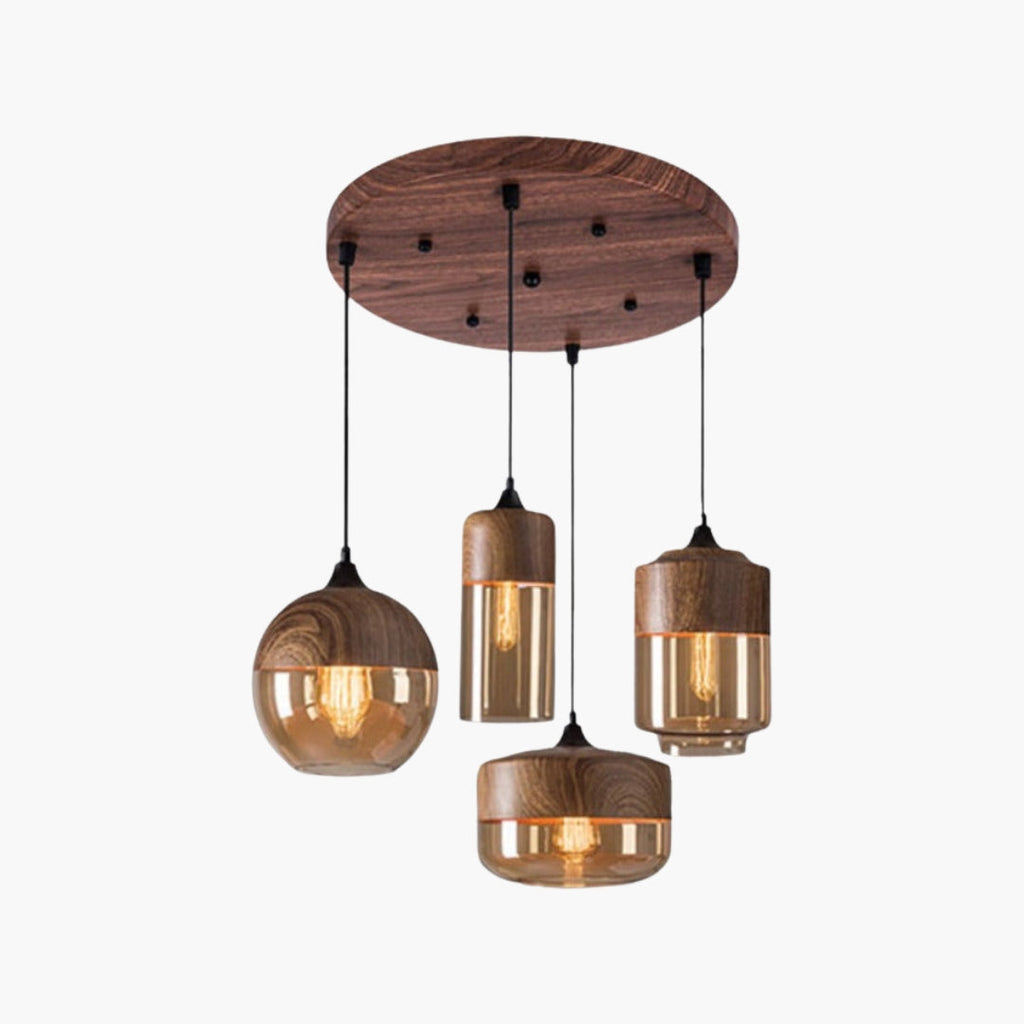 Pendelleuchte Holz und Glas Loft-Stil Retro Design modern