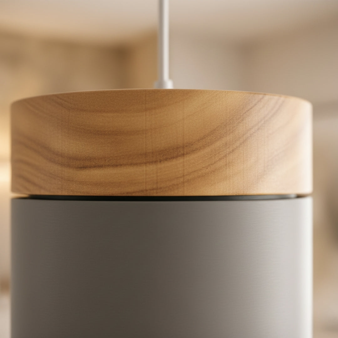 Pendelleuchte LED Zylindrisch Metall und Holz Design modern