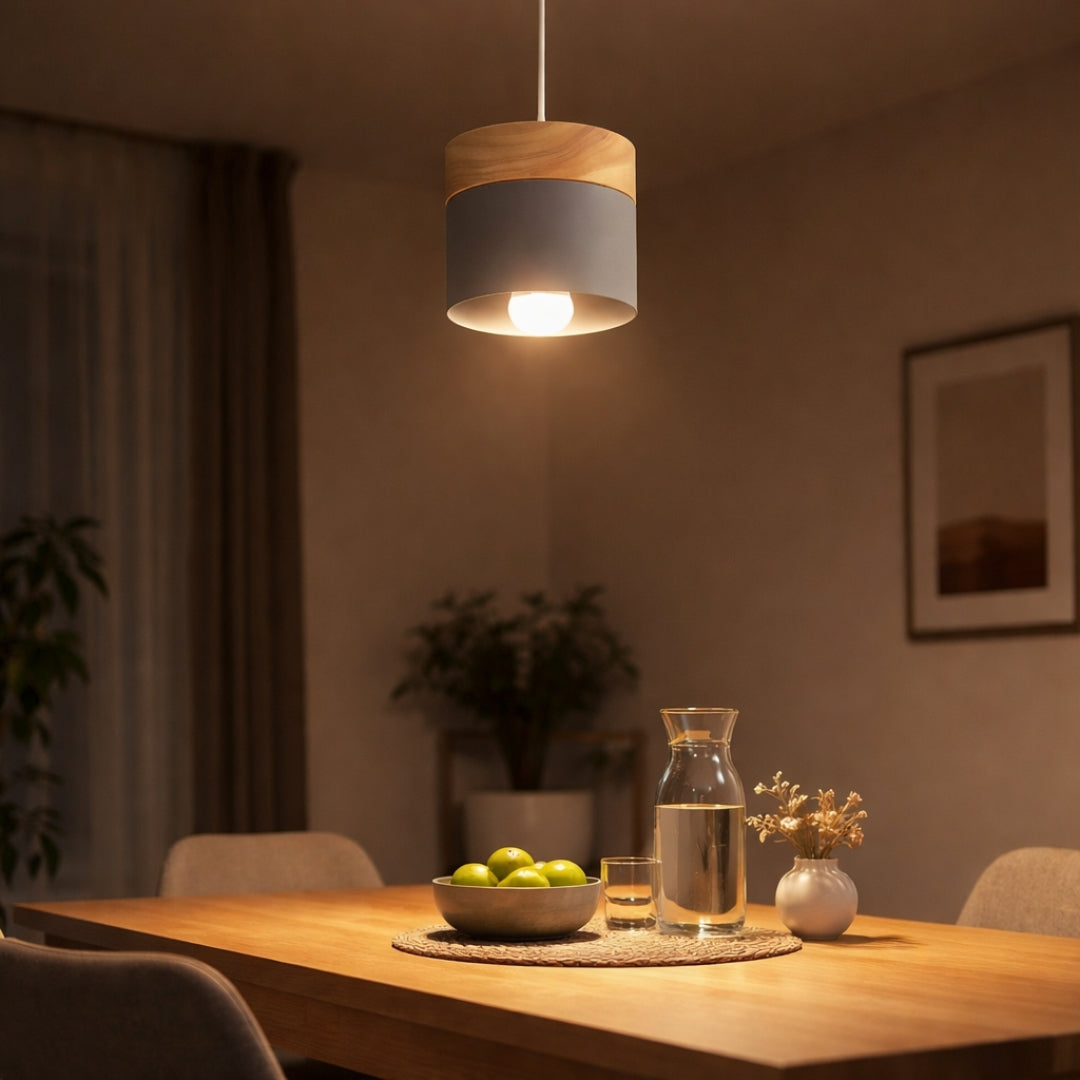 Pendelleuchte LED Zylindrisch Metall und Holz Design modern