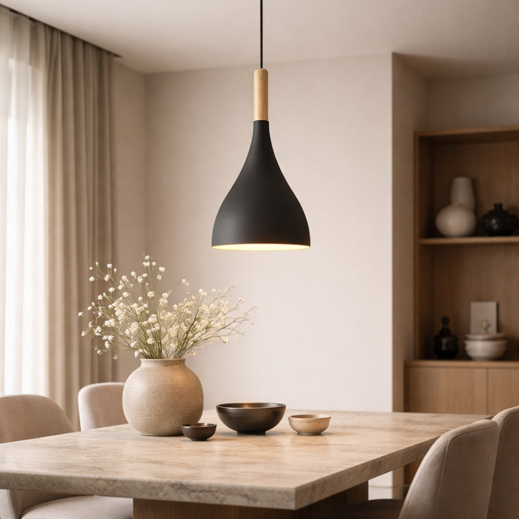 Pendelleuchte LED aus Farbiges Metall und Stab aus Holz Skandinavisch
