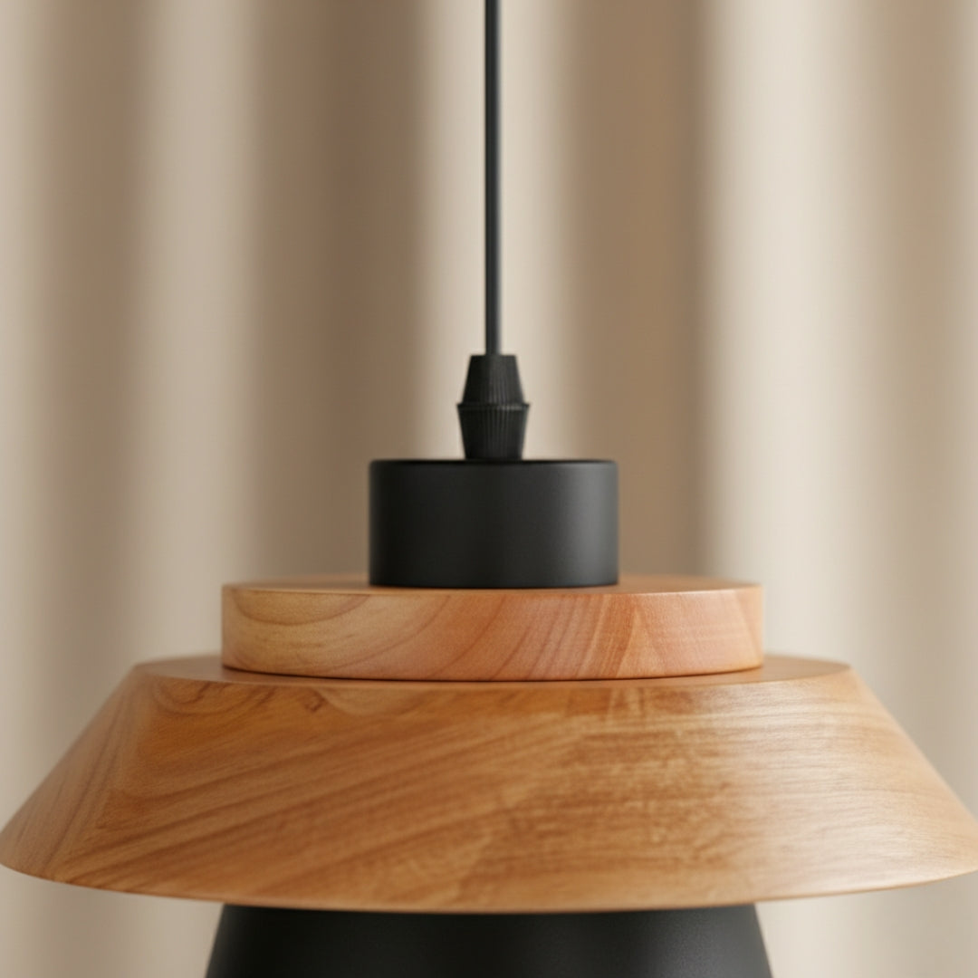 Pendelleuchte Farbiges Metall und Holz Stil Skandinavisch