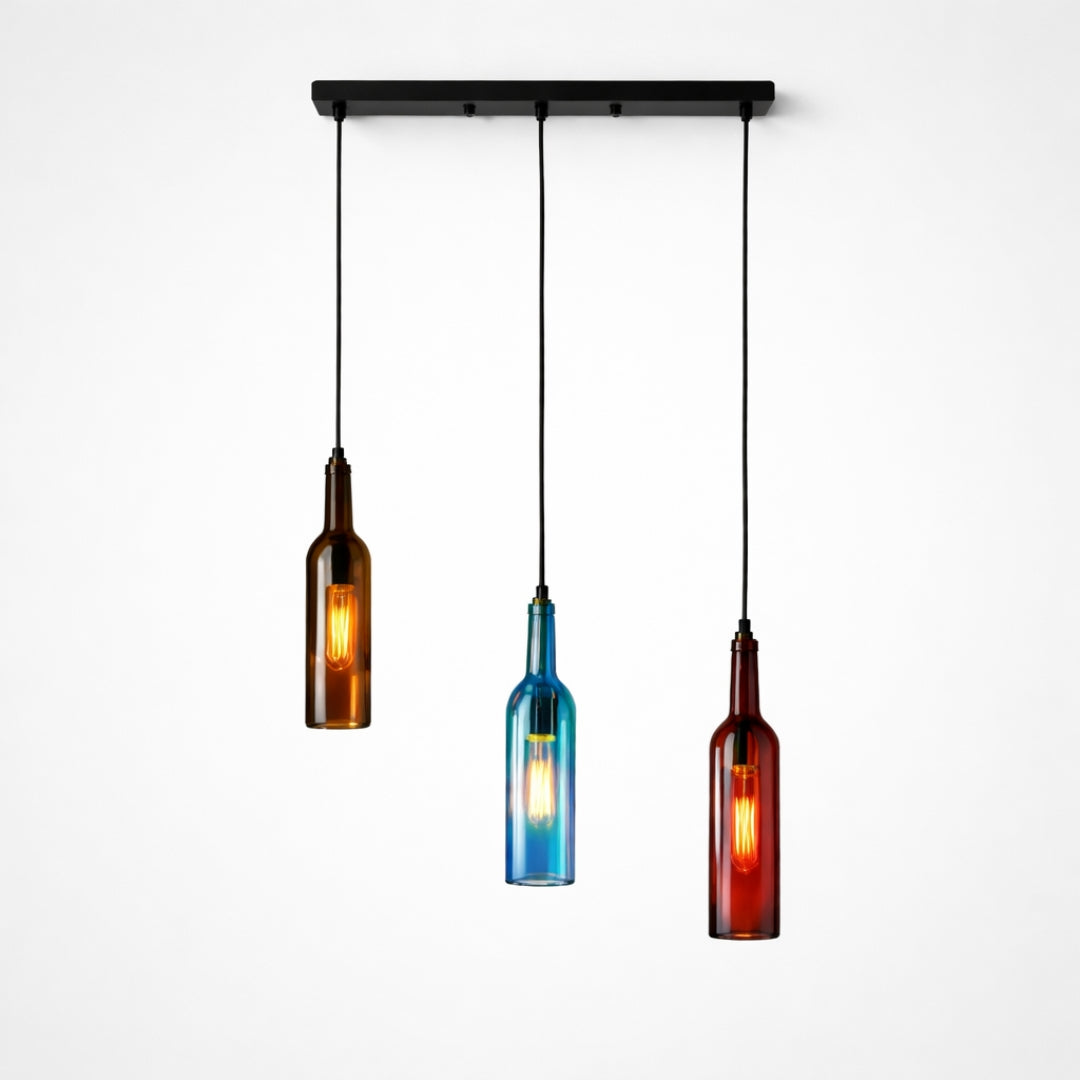 Pendelleuchte aus Glas Design Flasche modern