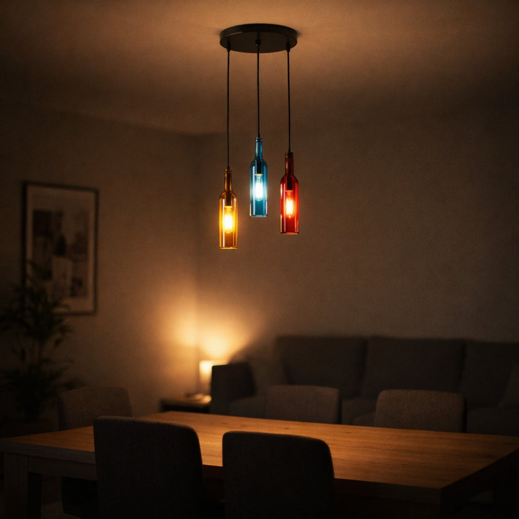 Pendelleuchte aus Glas Design Flasche modern