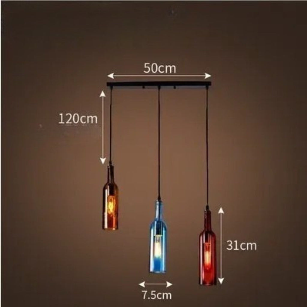 Pendelleuchte aus Glas Design Flasche modern