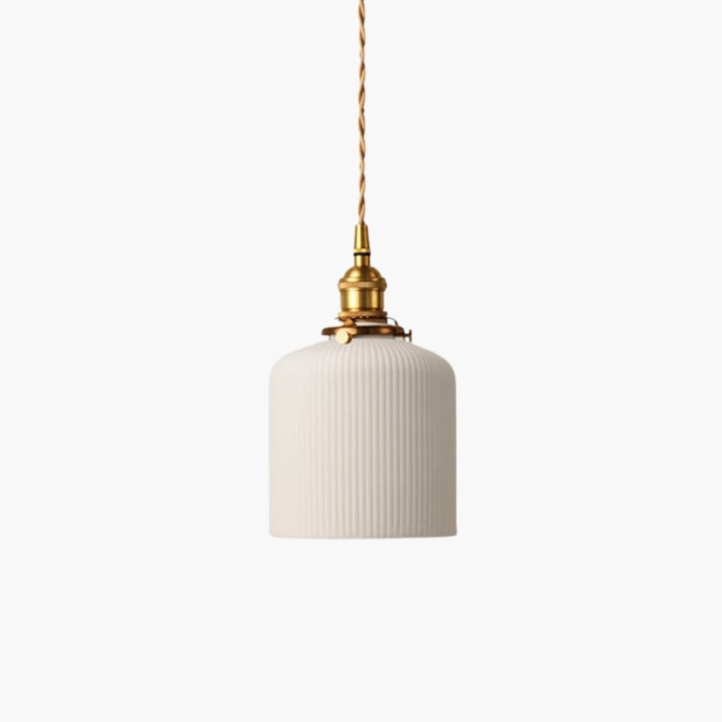 Pendelleuchte Retro mit Lampenschirm aus Keramik Weiß Letten