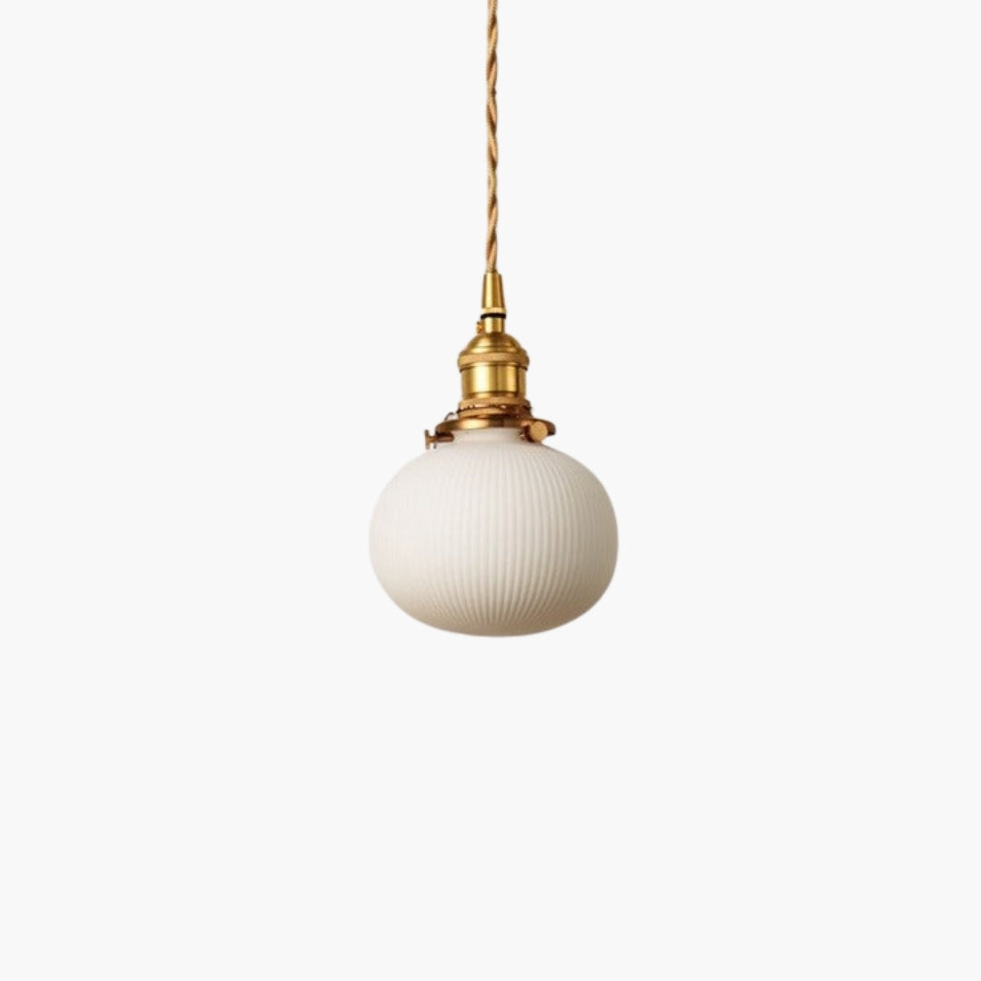 Pendelleuchte Retro mit Lampenschirm aus Keramik Weiß Letten