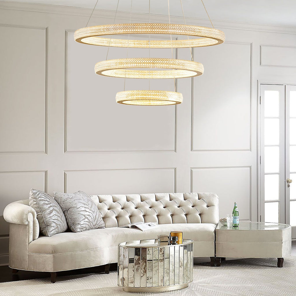 Kronleuchter Ring Kristall Esszimmer Gold