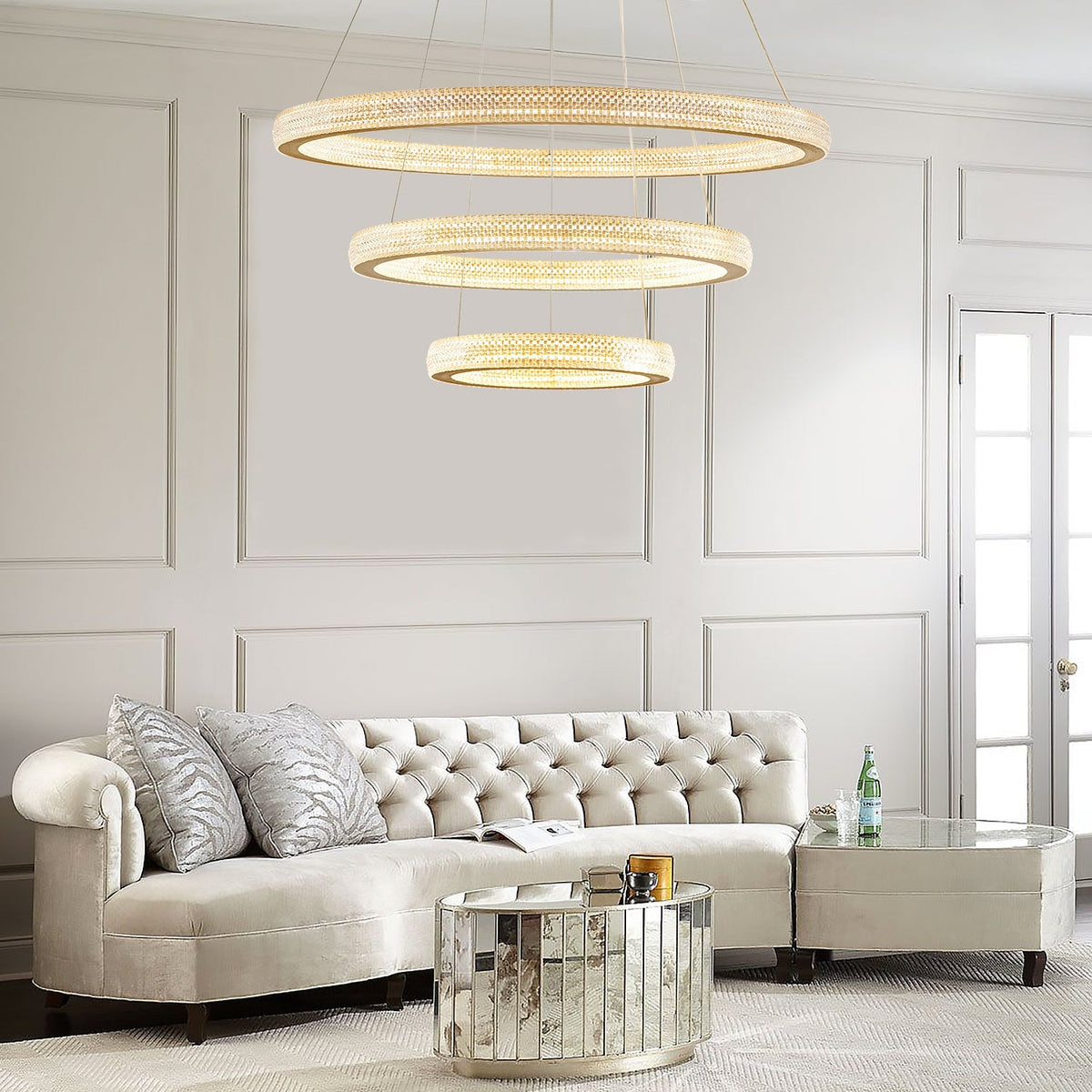 Kronleuchter Ring Kristall Esszimmer Gold