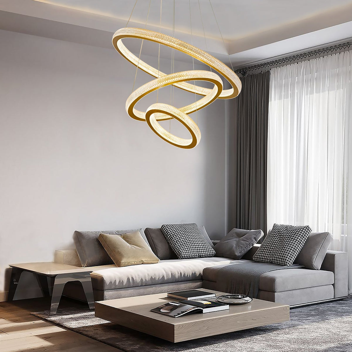 Kronleuchter Ring Kristall Esszimmer Gold