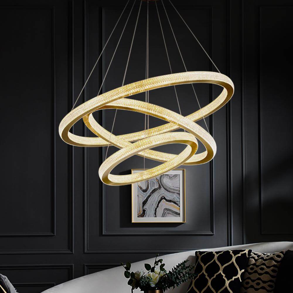 Kronleuchter Ring Kristall Esszimmer Gold