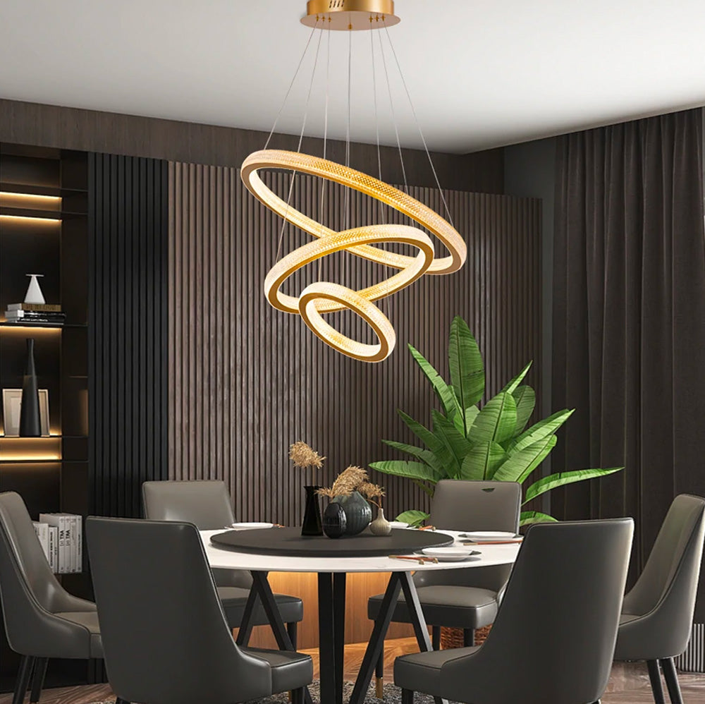 Kronleuchter Ring Kristall Esszimmer Gold