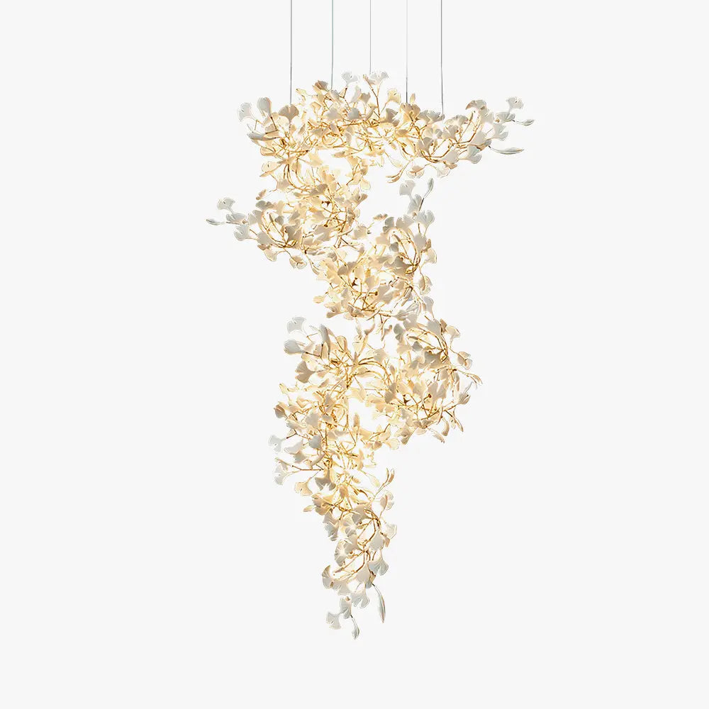 Kronleuchter Blumen Gold aus Keramik