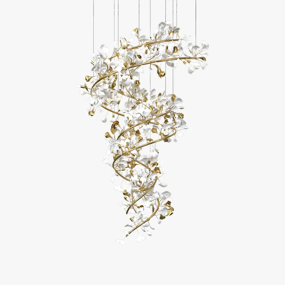 Kronleuchter Gold aus Keramik Blumen
