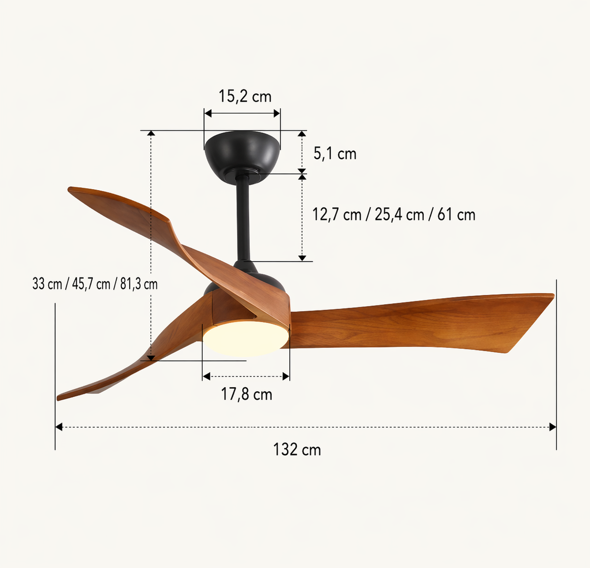 Cygnéo | Nordischer Ventilator LED Fernbedienung 132 cm