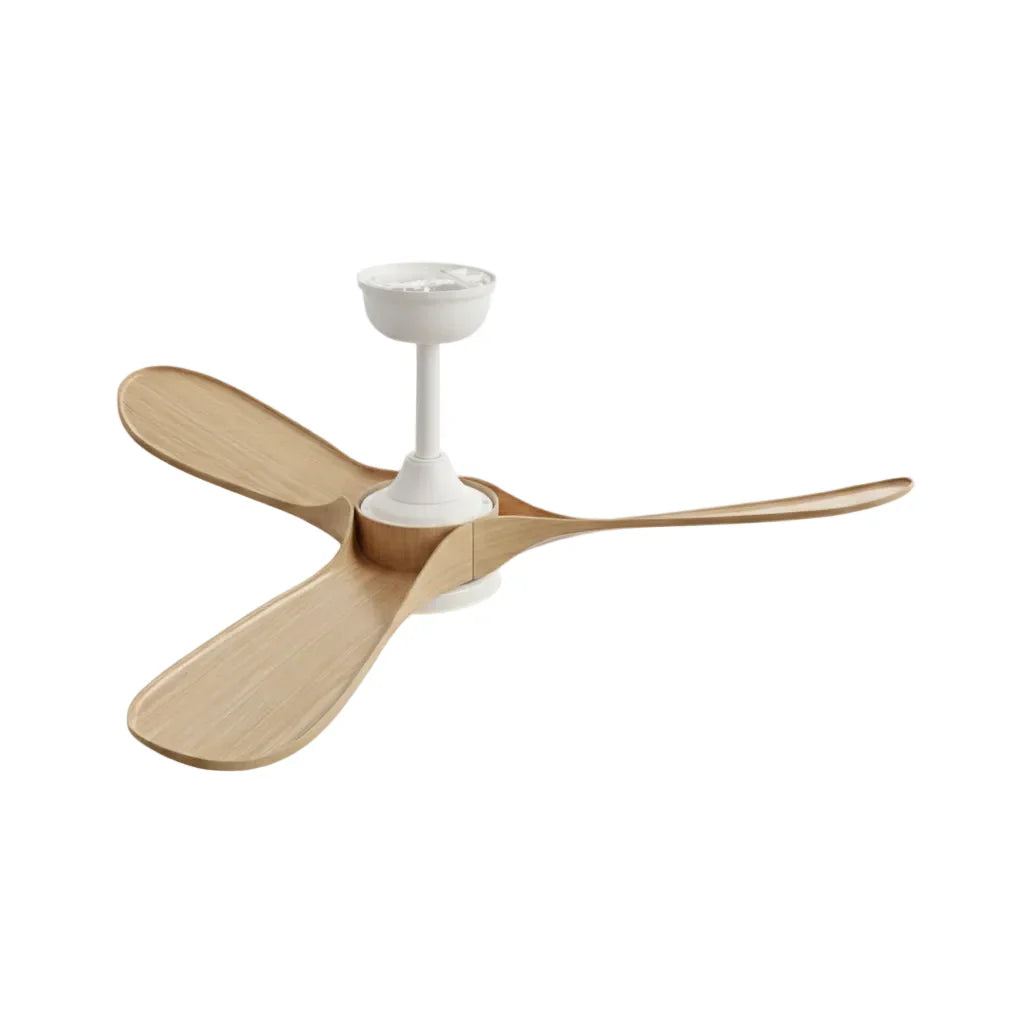 Aria | Vintage-Ventilator Weiß und Naturholz, LED