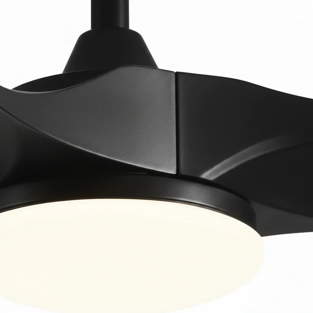 Borée | Vintage-Ventilator Schwarz und schwarzem Holz, LED