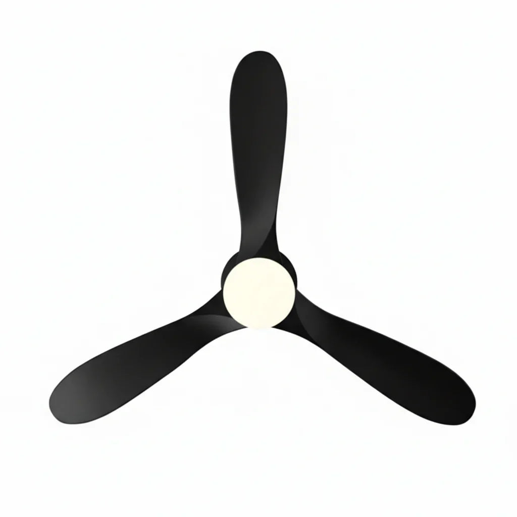 Borée | Vintage-Ventilator Schwarz und schwarzem Holz, LED