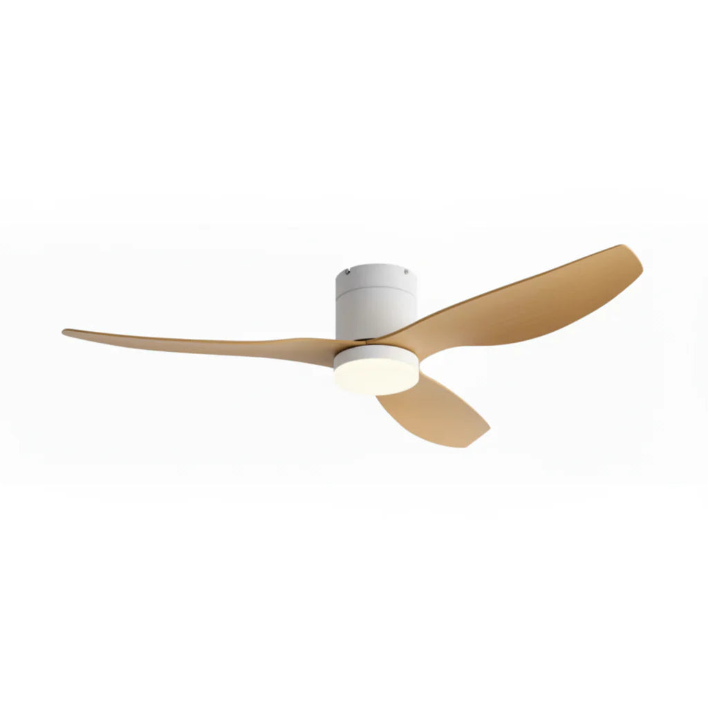 Lyra | Ventilator mit integriertem LED Weiß und hellem Holz