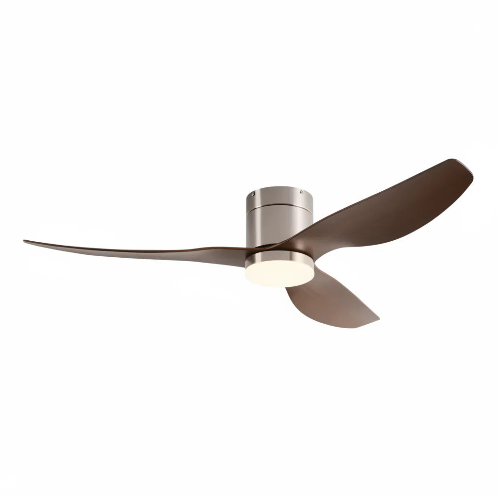 Cyrus | Ventilator mit integriertem LED Silber und dunklem Holz