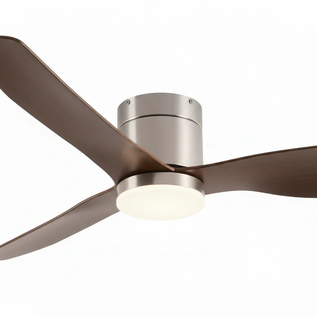 Cyrus | Ventilator mit integriertem LED Silber und dunklem Holz