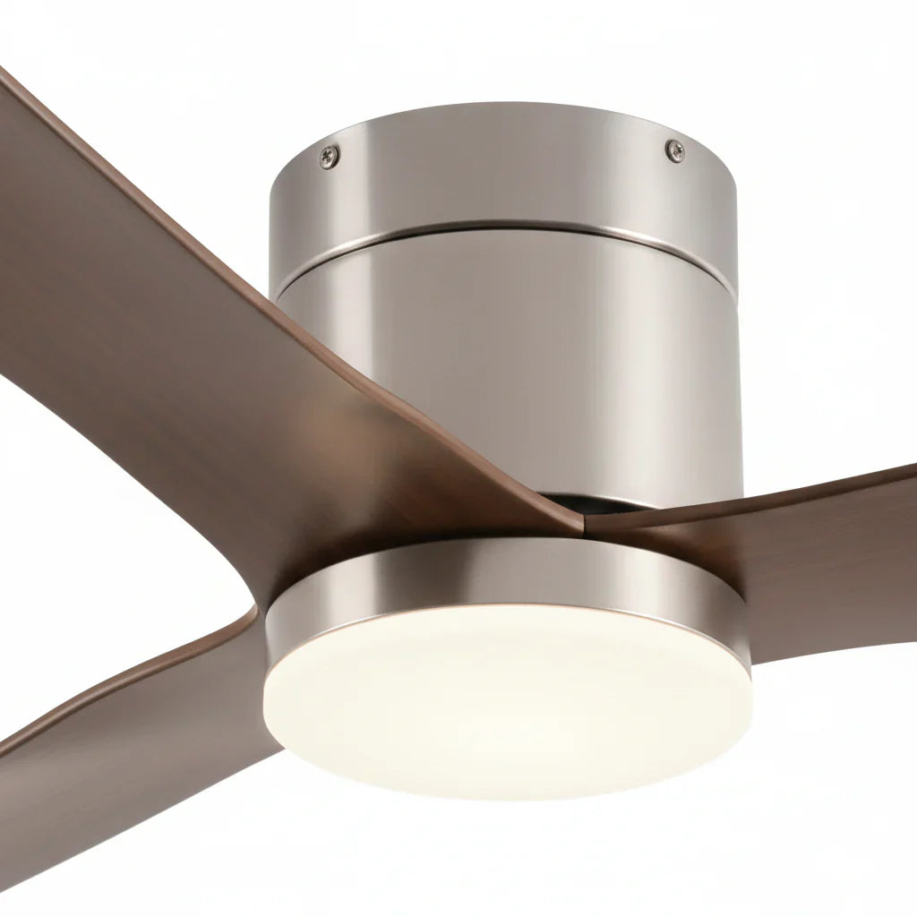 Cyrus | Ventilator mit integriertem LED Silber und dunklem Holz