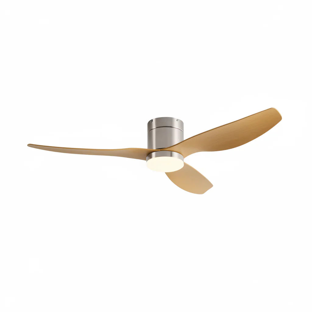 Arcturus | Ventilator mit integriertem LED Silber und hellem Holz