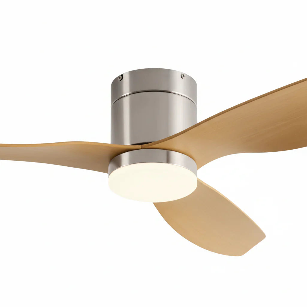 Arcturus | Ventilator mit integriertem LED Silber und hellem Holz