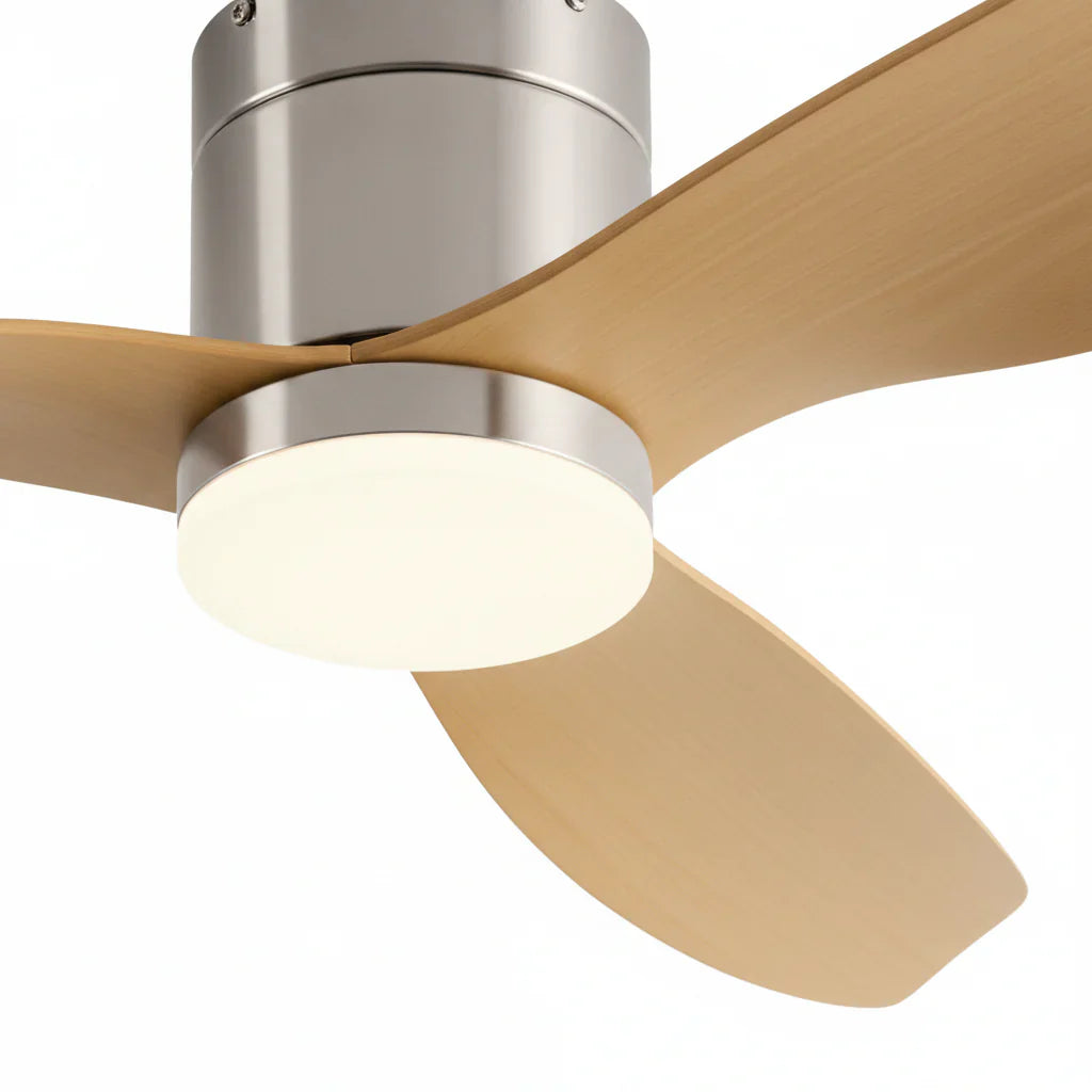 Arcturus | Ventilator mit integriertem LED Silber und hellem Holz