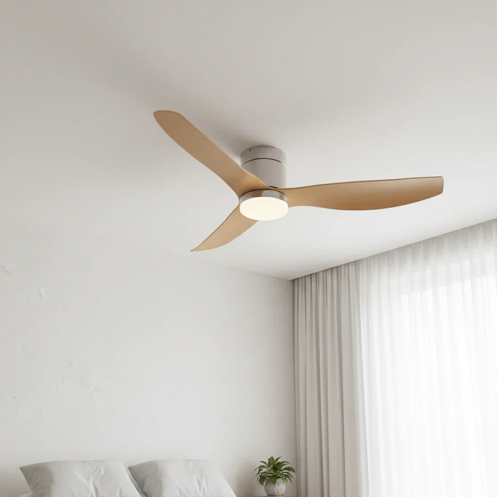 Arcturus | Ventilator mit integriertem LED Silber und hellem Holz
