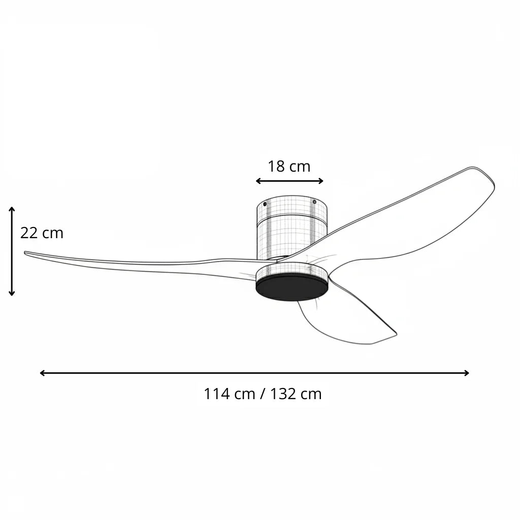 Lyra | Ventilator mit integriertem LED Weiß und hellem Holz