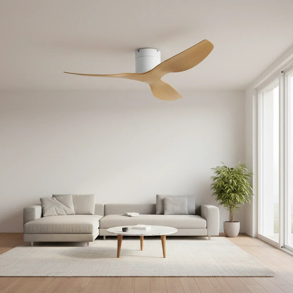 Aspen | Ultraflacher Ventilator Weiß und hellem Holz