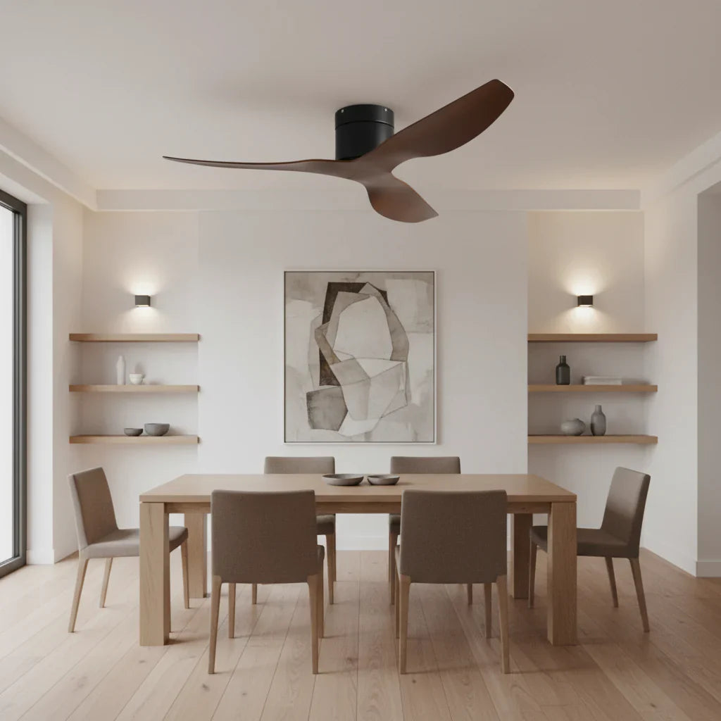 Atlas | Ultraflacher Ventilator Schwarz und dunklem Holz